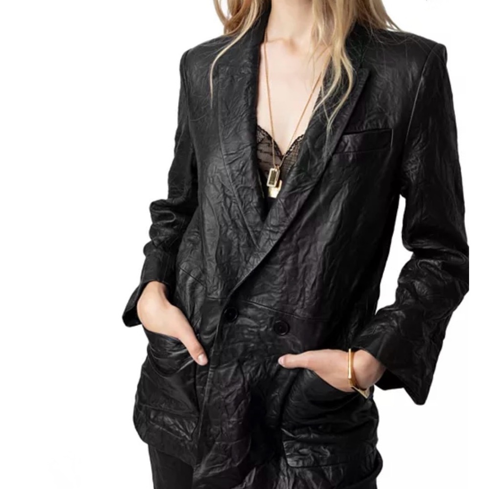 Zadig et Voltaire Black Leather Women's Blazer